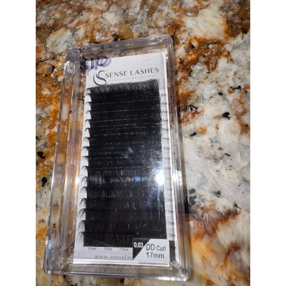 Sense Lashes Professional Eyelash Extensions 0.03 DD Curl 17mm Black Lash Tray